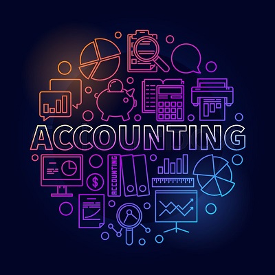 An image representing the elements for Accounting as short icons in a combined form